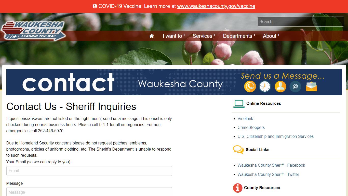 Waukesha County - Contact Us Sheriff