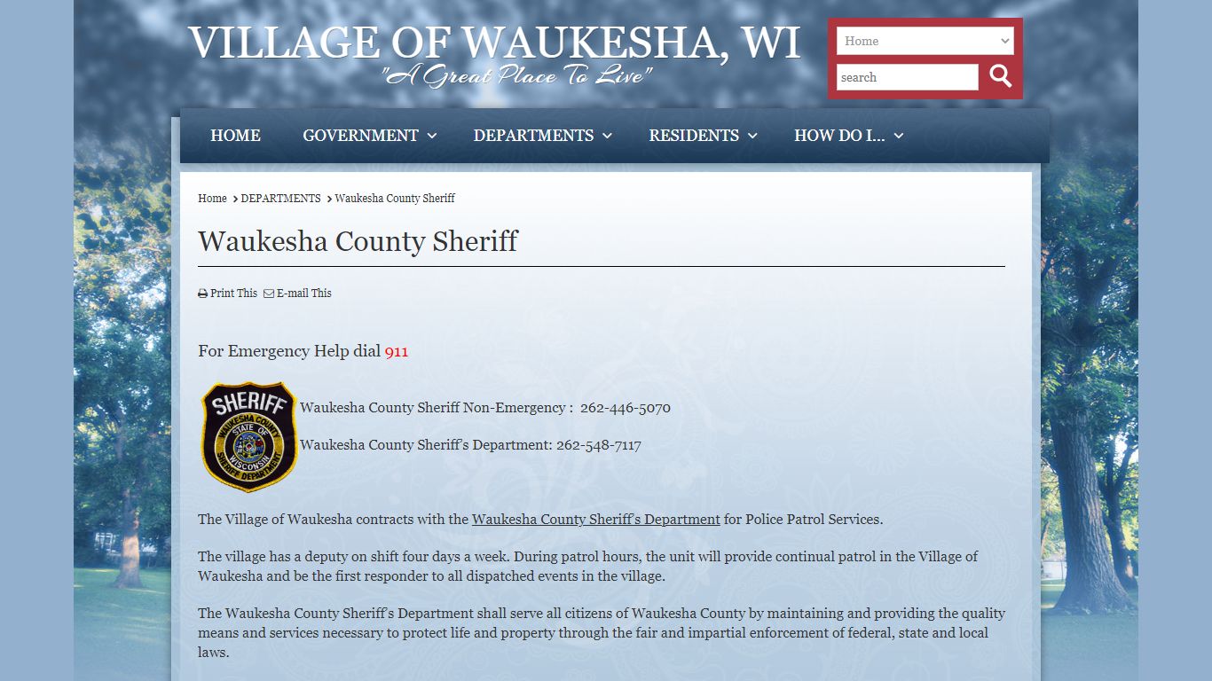 Waukesha County Sheriff - Village of Waukesha